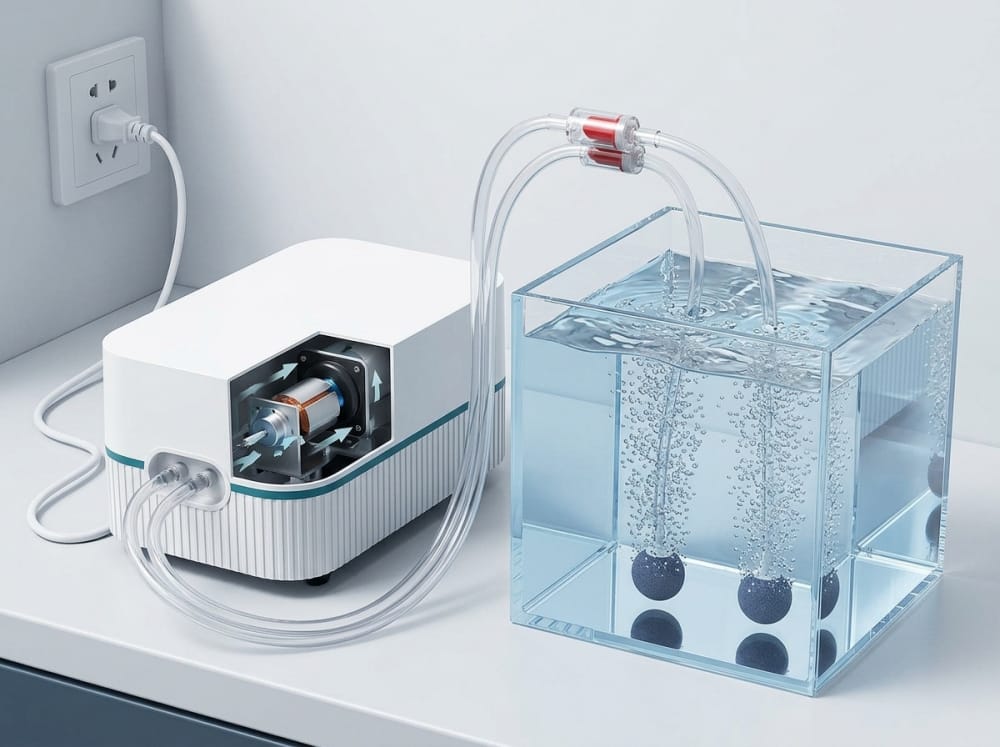 Luftpumpen für Aquarien in Deutschland richtig nutzen — practical setup example