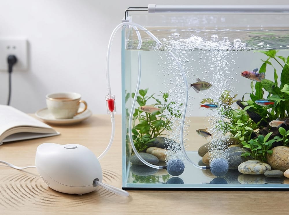 Leise Luftpumpen für Aquarien in Deutschland — supporting aquarium detail