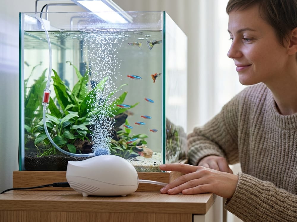 Mini-Luftpumpe in Deutschland richtig auswählen — supporting aquarium detail