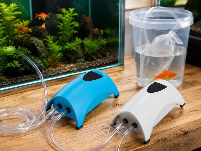 Wiederaufladbare Aquarium-Luftpumpen sicher auswählen — practical setup example