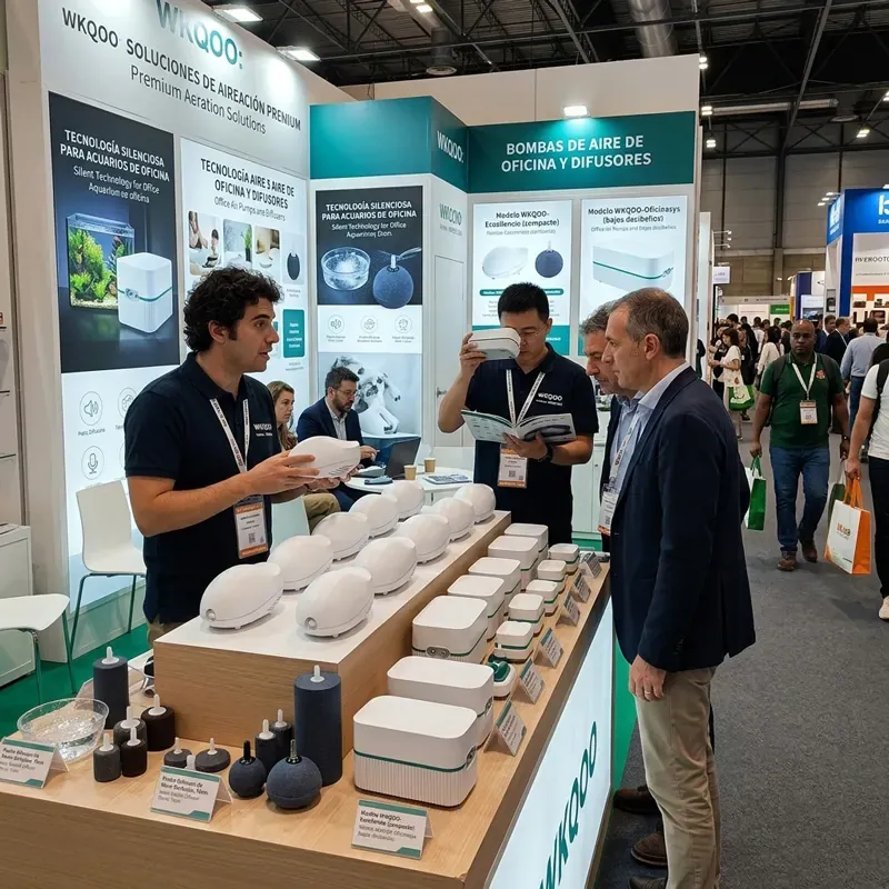 WKAQOO Messestand für Aquarienprodukte auf der IBERZOO\u0026PROPET im März 2023 in Madrid zur Ansprache globaler Vertriebspartner und OEM-Käufer