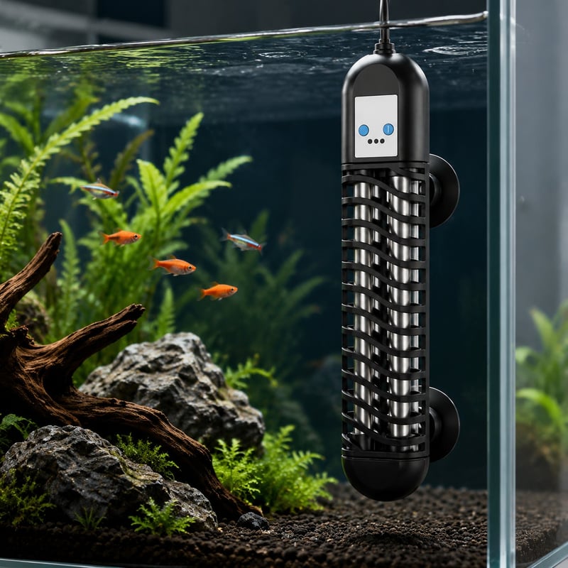 Funktionsbild des WK002 Dual Tube Titanium Aquarium Heater Modells WK002 für Händler und Beschaffungsteams von Aquaristik-Ausrüstung