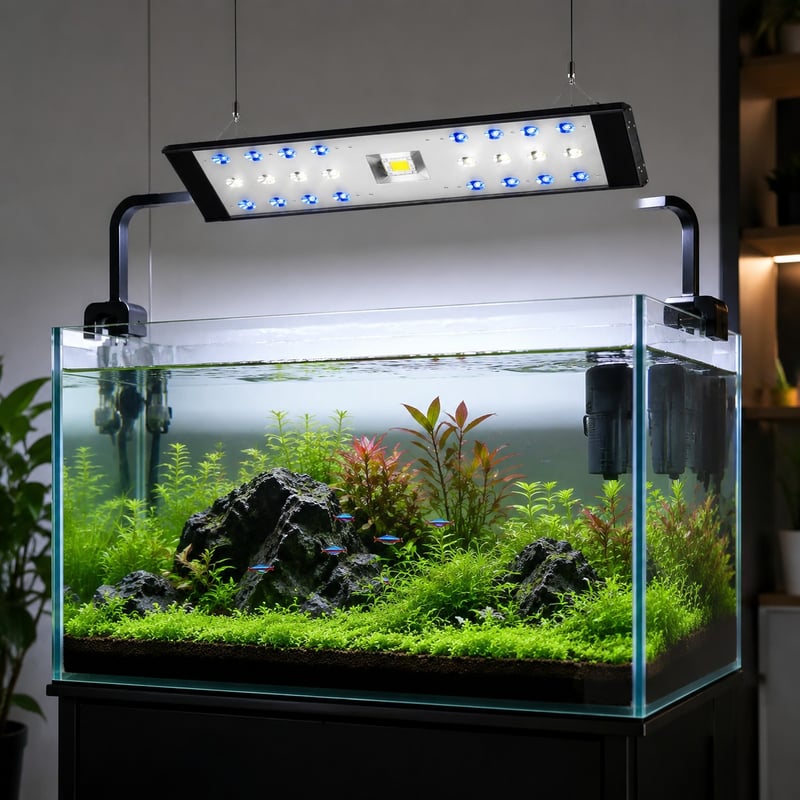 Funktionsbild der Aquarium-LED-Leuchte WK005, Modell WK005, für Aquariumfachhändler und Beschaffungsteams