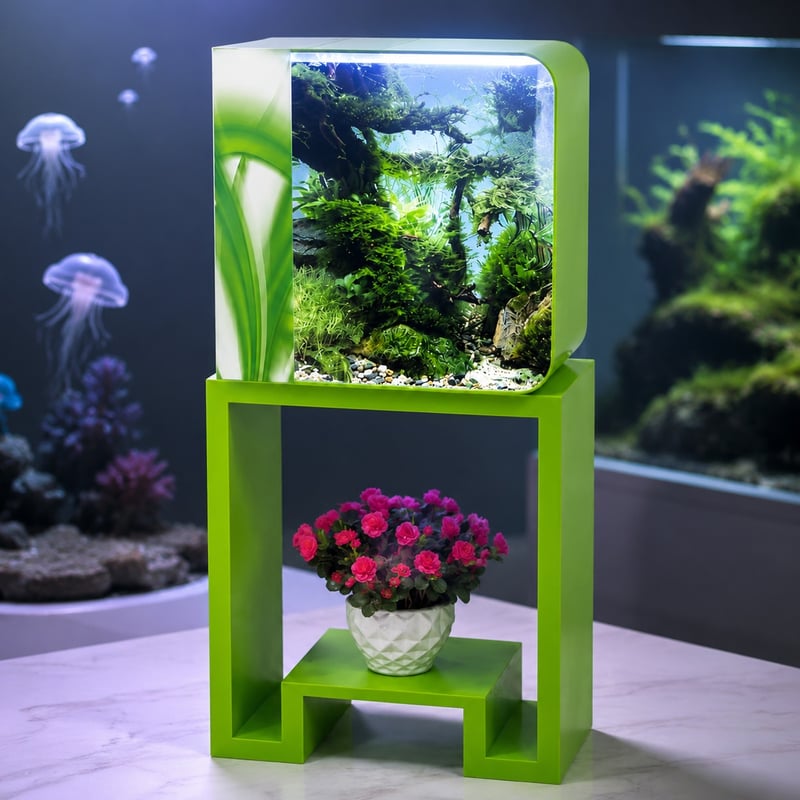 Leistungsbild des WK010 All-in-One-Acryl-Aquariums mit RGB-LED, Modell WK010, für Aquarien-Vertriebspartner und Beschaffungsteams