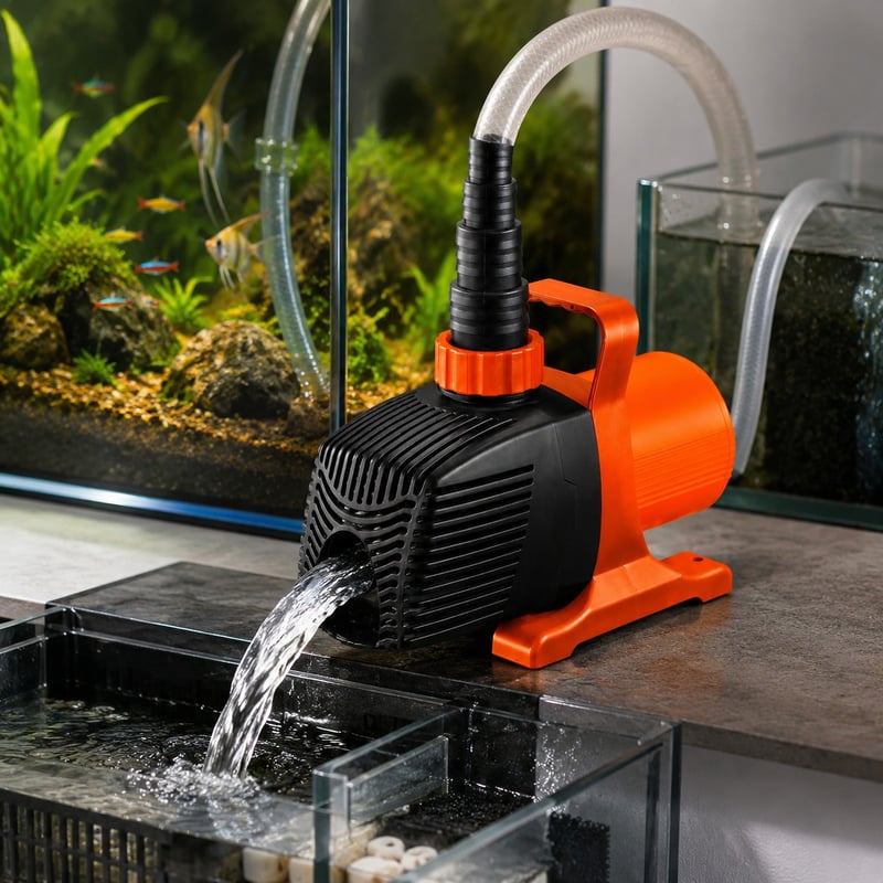 WK026 4-polige Aquarienwasserpumpe mit variabler Drehzahl, Modell WK026, Funktionsabbildung für Händler und Beschaffungsteams von Aquarientechnik