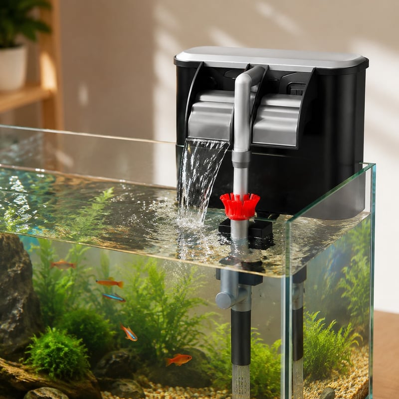 Funktionsbild des Aquarienfilters zum Einhängen WK038, Modell WK038, für Händler und Beschaffungsteams im Bereich Aquarien-Filtrationszubehör