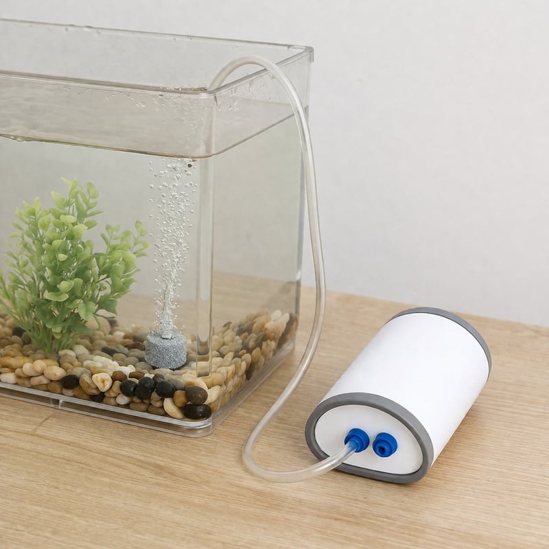 Funktionsbild der wiederaufladbaren Aquarienluftpumpe WK039, Modell WK039, für Händler und Beschaffungsteams im Bereich Aquarienausrüstung