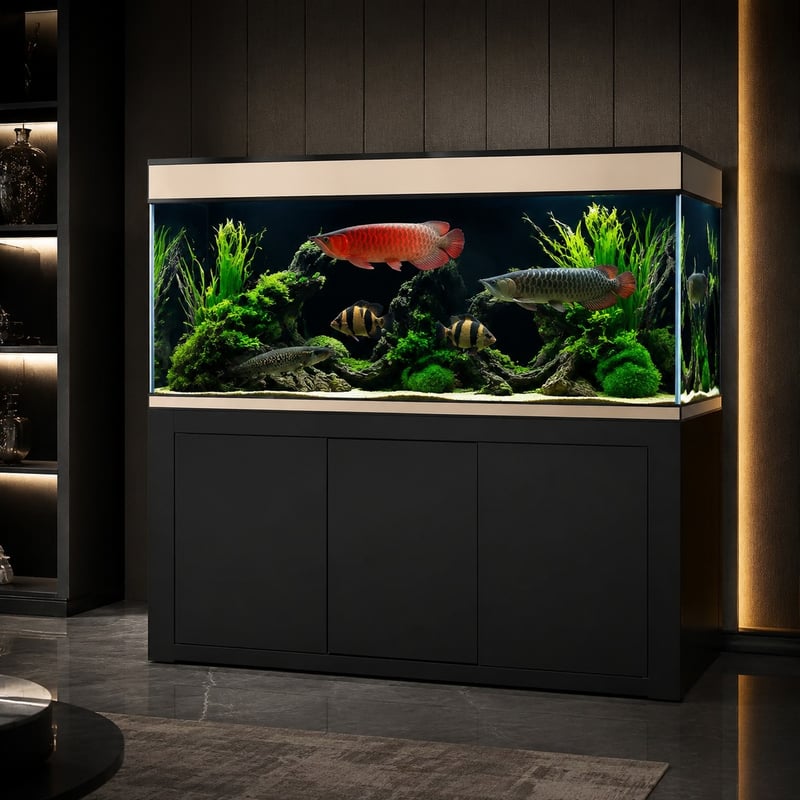 WK065 Luxus-Arowana-Aquarium, Modell WK065, Funktionsbild für Aquarien-Vertriebspartner und Beschaffungsteams