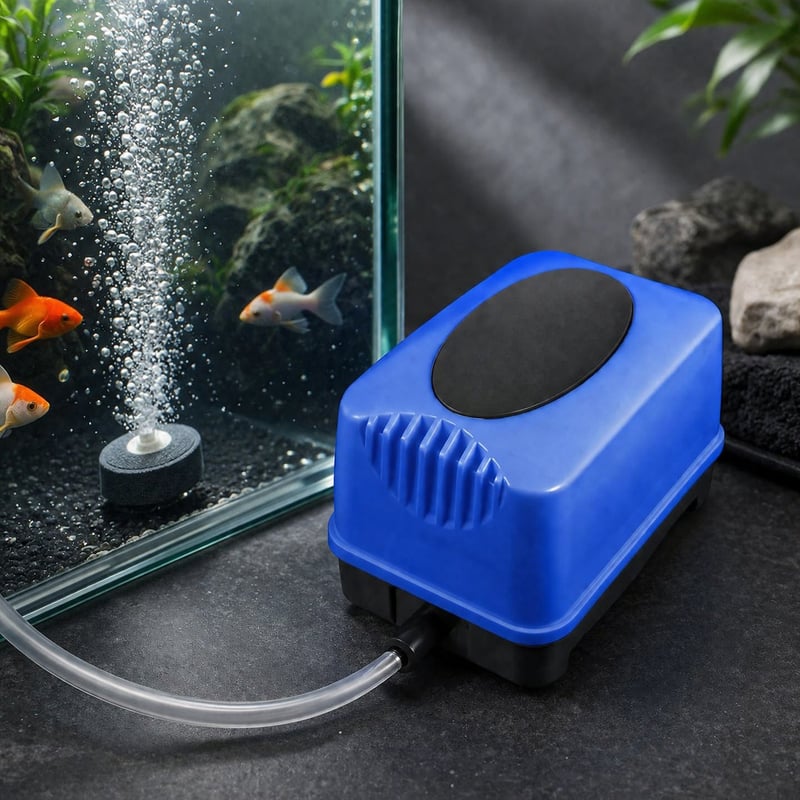 Leistungsbild der leisen, wiederaufladbaren Aquarium-Luftpumpe WK070, Modell WK070, für Händler und Beschaffungsteams im Bereich Aquarientechnik