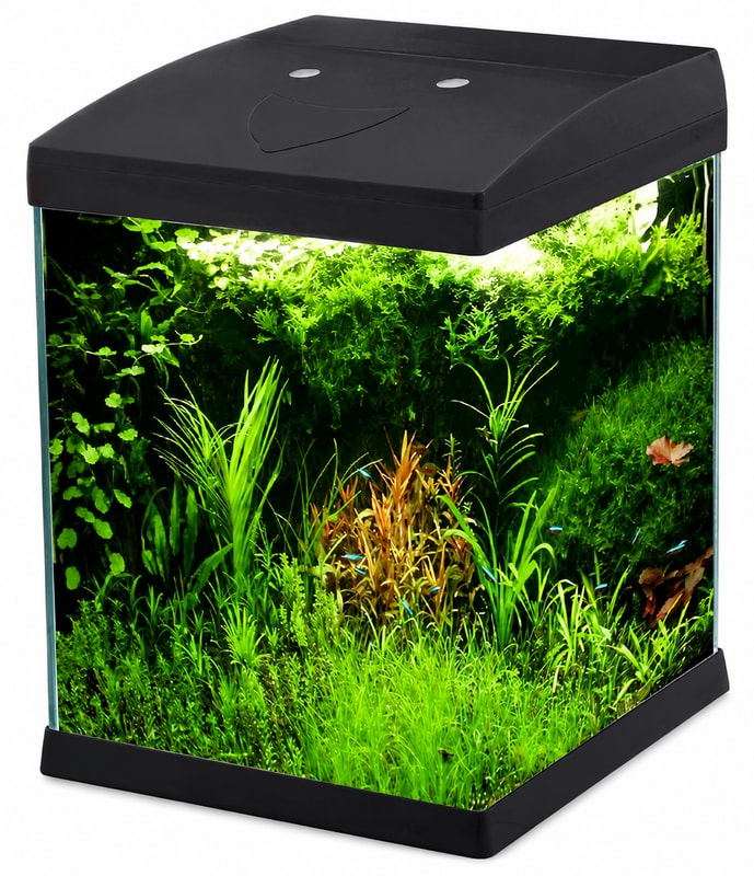 WK072 Mini-Glasaquarium ohne Rahmen mit LED-Beleuchtung für den Großhandel, OEM- und Händlerbelieferung von Aquarien