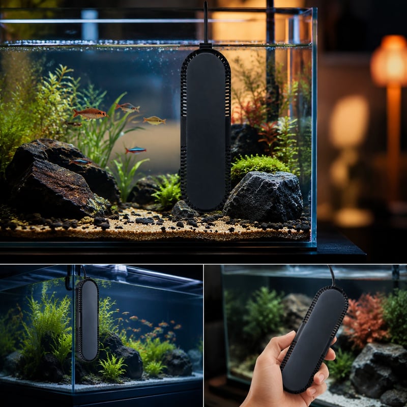 WK073 kompakter digitaler Hochleistungs-Aquarienheizer, Modell WK073, Funktionsbild für Händler und Beschaffungsteams von Aquarientechnik