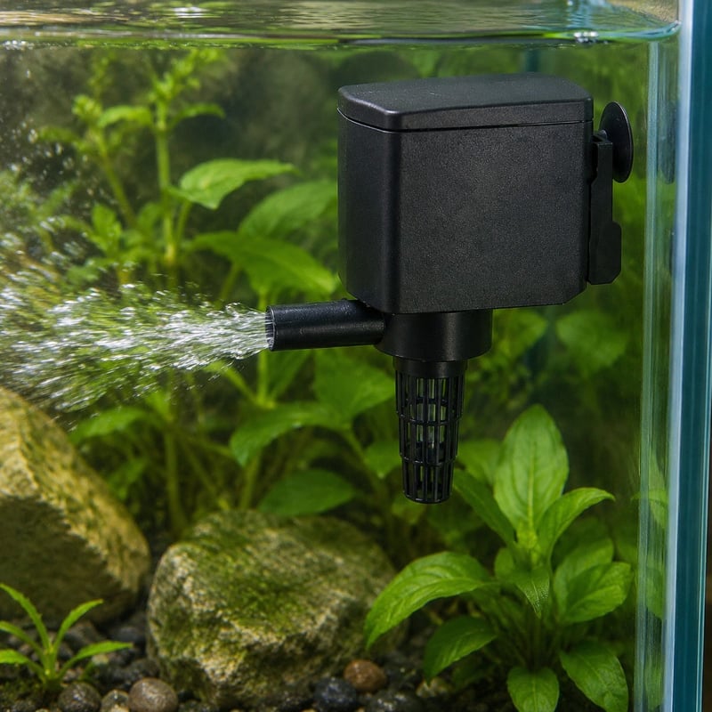 WK080 3-in-1-Tauchwasserpumpe für Aquarien, Modell WK080, Funktionsbild für Vertriebspartner und Beschaffungsteams im Bereich Aquarientechnik