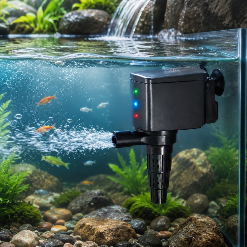 WK081 Hp 600 3-in-1-Tauchwasserpumpe für Aquarien, Modell WK081, Funktionsbild für Händler und Beschaffungsteams von Aquarienausrüstung