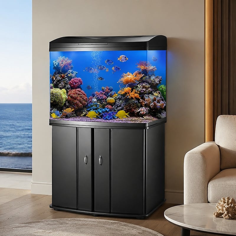 Funktionsbild des gebogenen Meerwasseraquariums WK083, Modell WK083, für Distributoren und Beschaffungsteams von Aquarien