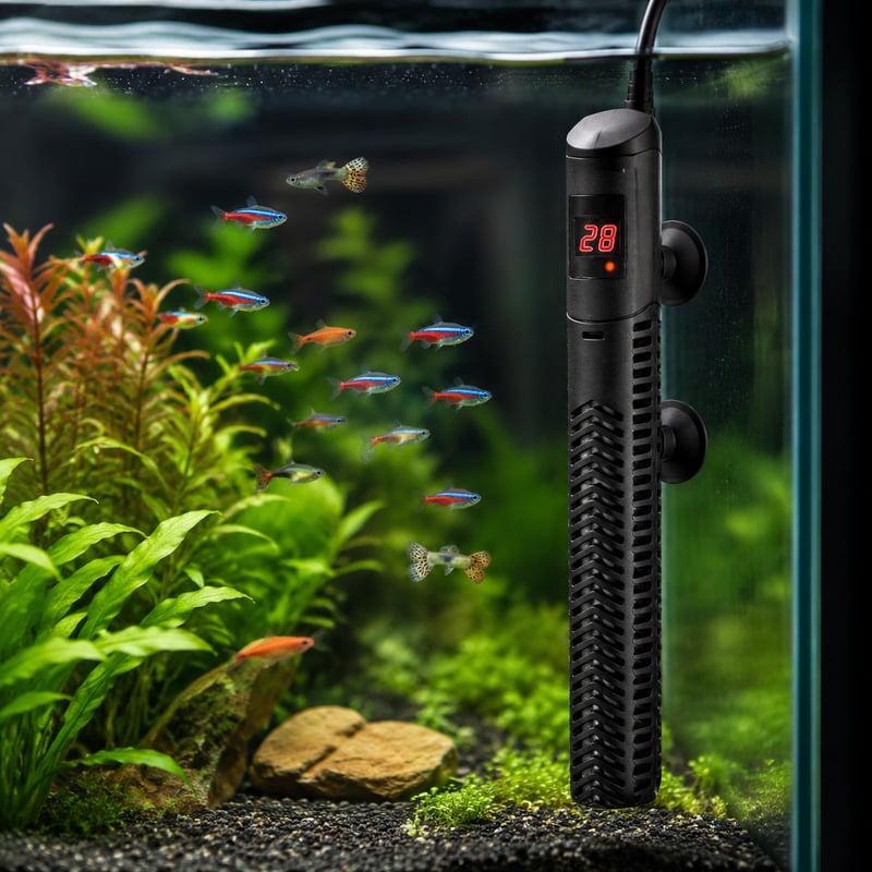 Funktionsbild des digitalen Quarz-Aquarienheizers WK090, Modell WK090, für Distributoren und Beschaffungsteams von Aquarientechnik