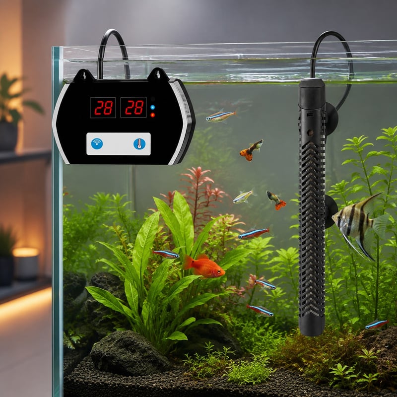 WK092 App-gesteuerter Aquariumheizer, Modell WK092, Funktionsbild für Händler und Beschaffungsteams von Aquarientechnik