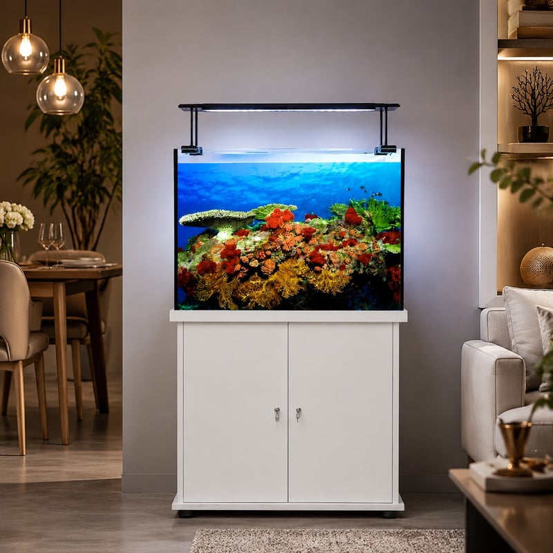 Aquarium-Set WK102 mit ultraflacher aufsteckbarer LED-Leuchte, Modell WK102, Funktionsbild für Aquarienhändler und Beschaffungsteams
