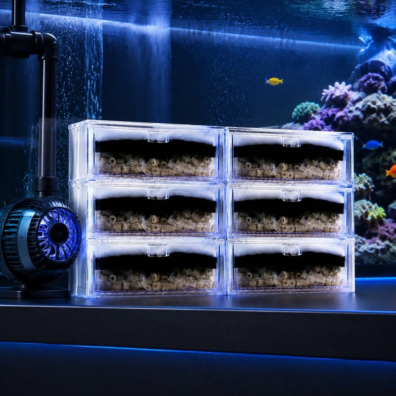 WK128 Trickle Biological Aquarium Filter System Modell WK128 Leistungsbild für Händler von Aquarientechnik und Beschaffungsteams