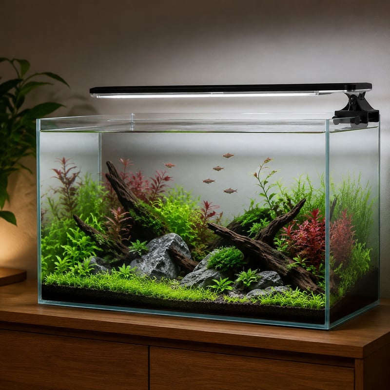 WK129 Ultra Slim Clip-On Aquarium Light Modell WK129 Funktionsbild für Händler von Aquarientechnik und Beschaffungsteams