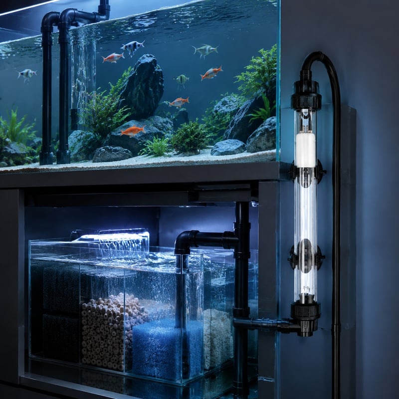 Tauchfähiger Aquarien-UV-Sterilisator WK142, Funktionsbild des Modells WK142 für Händler von Aquarienausrüstung und Beschaffungsteams