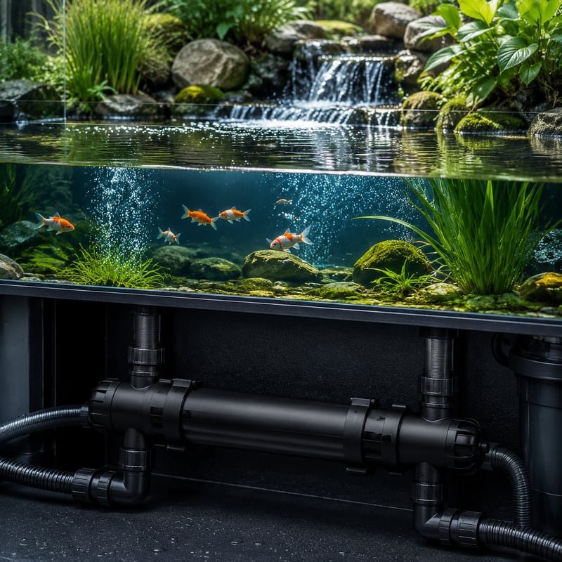 Funktionsbild des Modells WK145 des WK145 Aquarium-UV-Sterilisators mit Gehäuse für Vertriebspartner und Beschaffungsteams von Aquarientechnik