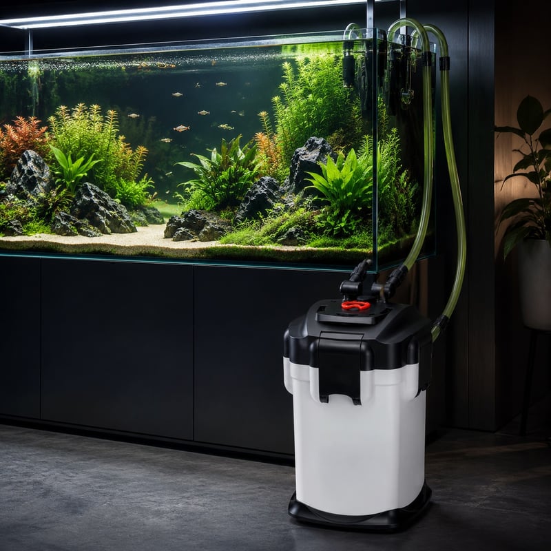 Funktionsbild des externen UV-Kanisterfilters WK148, Modell WK148, für Händler und Beschaffungsteams im Bereich Aquarienfiltration